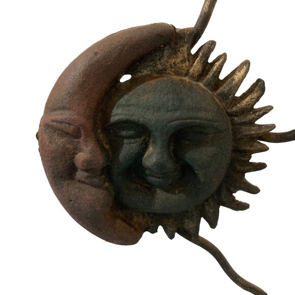 Celestial Sun And Moon Metal Vintage Lamp Chippy Rusty Paint - Works - Picture 2 of 5